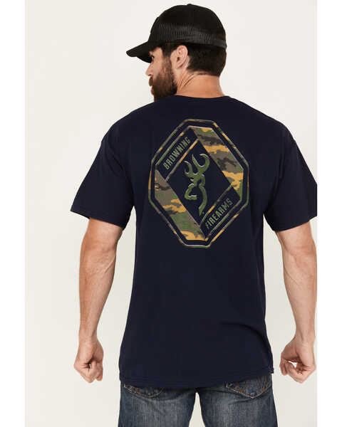 Image #4 - Browning Men's Buckmark Short Sleeve Graphic T-Shirt, Navy, hi-res