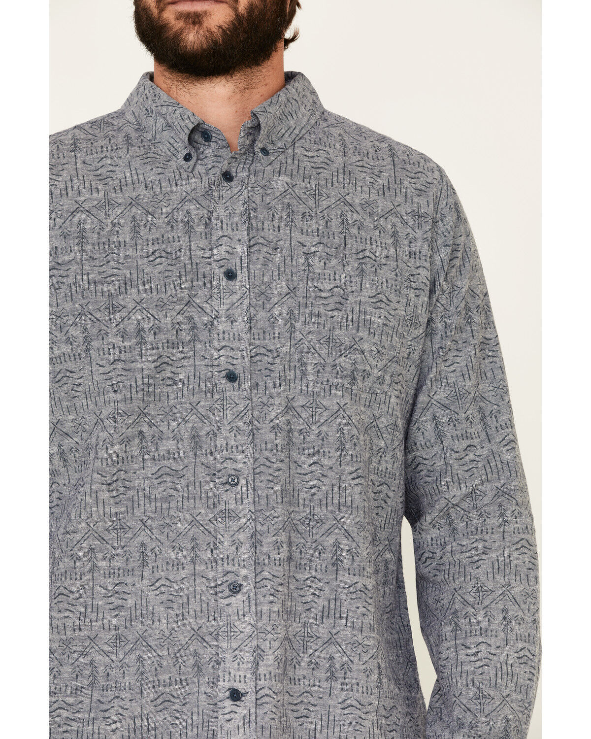 Image #3 - United By Blue Men's Southwestern Soft Hemp Chambray Long Sleeve Western Shirt, Grey, hi-res