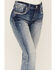 Grace in LA Women's Medium Wash Mid Rise Distressed Embroidered Bootcut Jeans, Blue, hi-res