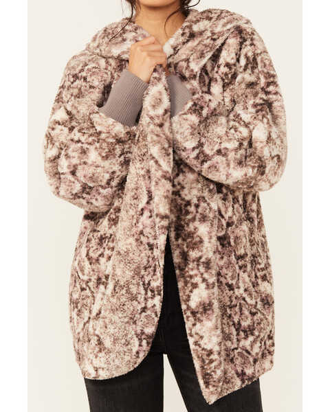 Image #3 - Mystree Women's Paisley Print Fur Hooded Jacket, Mauve, hi-res
