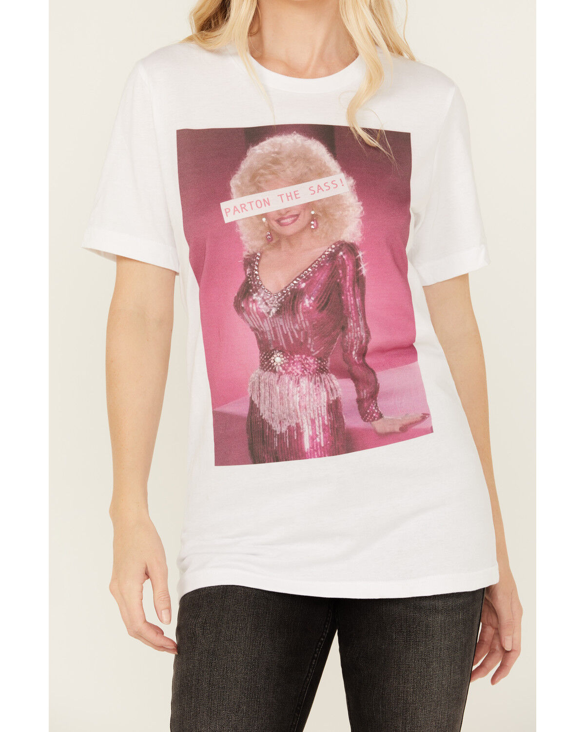 Image #2 - Gina Tees Women's Parton The Sass Short Sleeve Graphic Tee, White, hi-res
