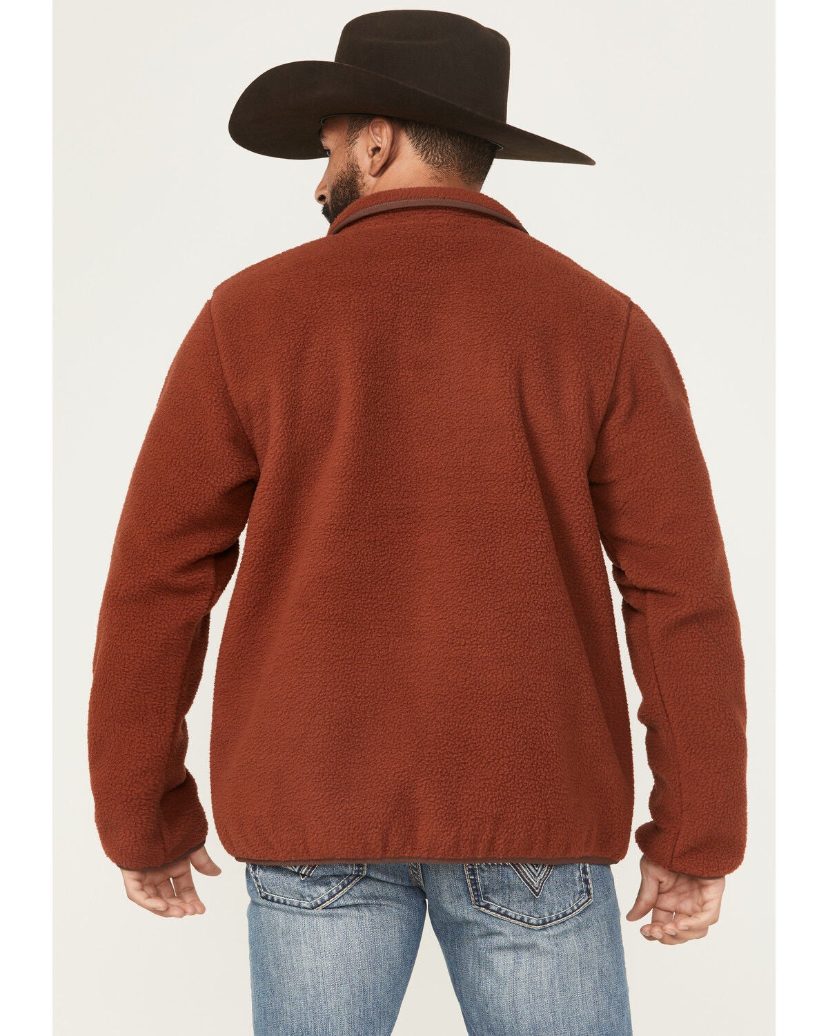 Image #4 - Ariat Men's Solid Polar Bear Mock Pullover, Rust Copper, hi-res