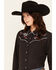 Image #2 - Ely Walker Women's Floral Embroidered Long Sleeve Snap Western Shirt, Black, hi-res
