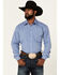 Image #1 - Rough Stock By Panhandle Men's Dobby Long Sleeve Snap Western Shirt , Blue, hi-res