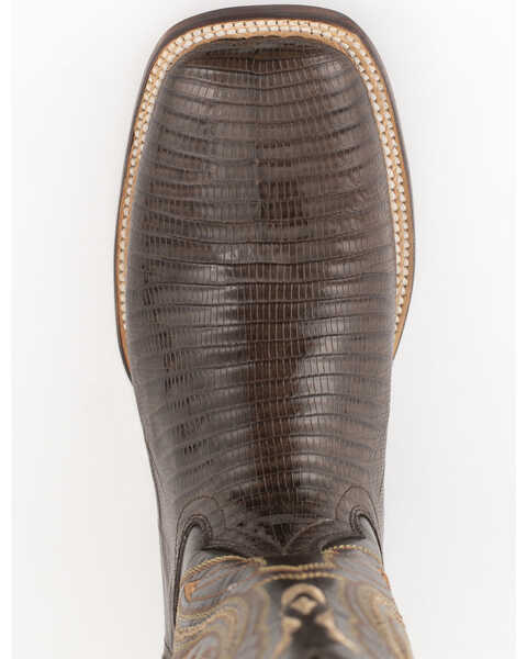 Ferrini Chocolate Teju Lizard Cowboy Boots - Wide Square Toe, Chocolate, hi-res