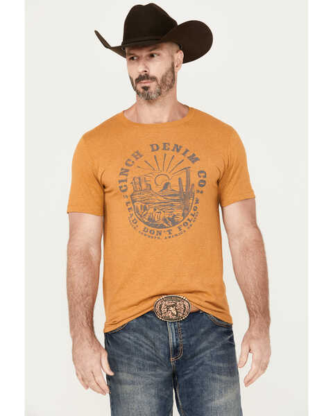 Cinch Men's Desert Scenic Short Sleeve Graphic T-Shirt, Mustard, hi-res