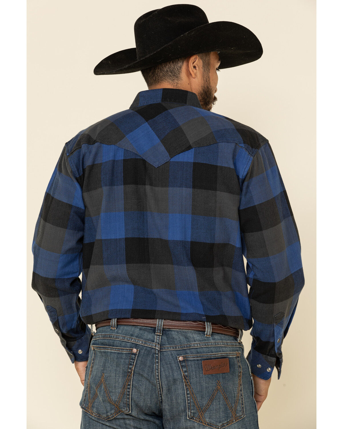 Image #3 - Resistol Men's Montreal Large Plaid Long Sleeve Western Shirt, Blue, hi-res