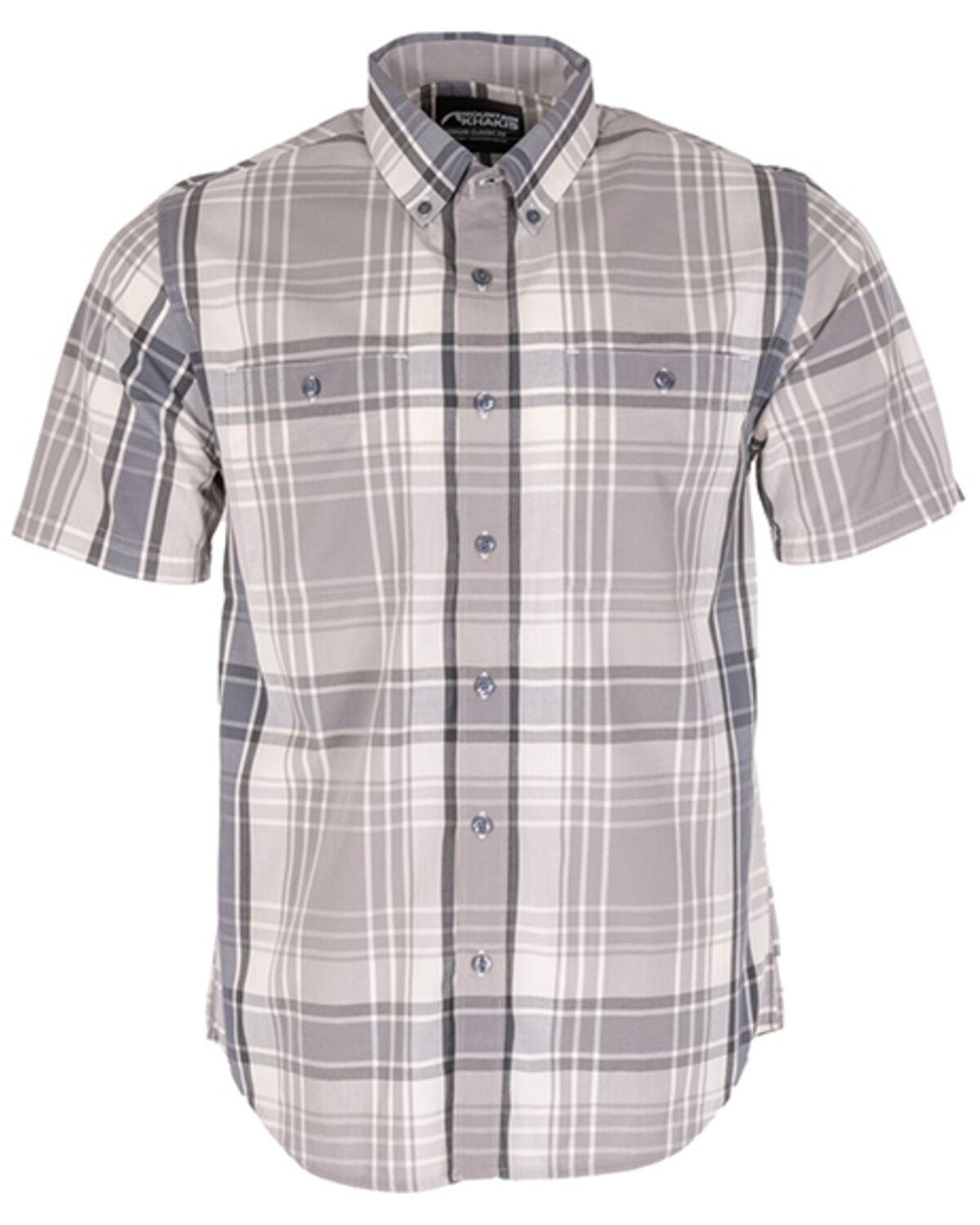 Mountain Khakis Men's Denison Plaid Print Short Sleeve Button-Down Shirt, Grey, hi-res