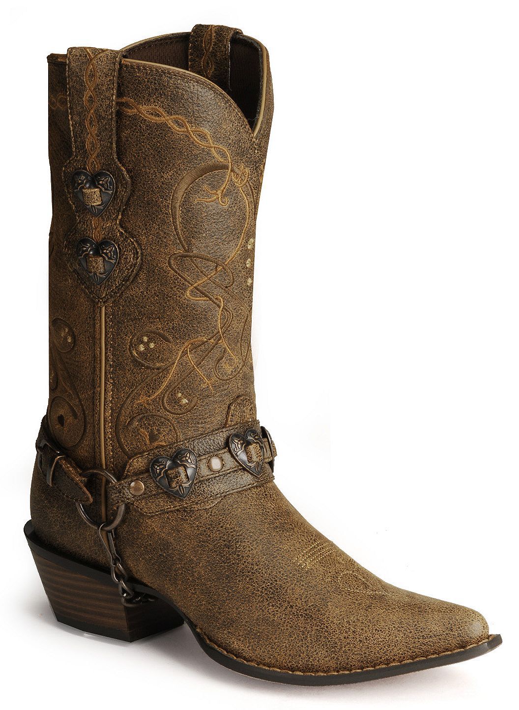 Durango Women's Crush Heart Harness Boots - Snip Toe, Brown, hi-res
