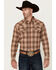 Image #1 - Cody James Men's Frontier Plaid Print Long Sleeve Snap Western Shirt, Tan, hi-res