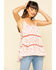 Miss Me Women's Ivory & Red Print Tiered Top, Rust Copper, hi-res