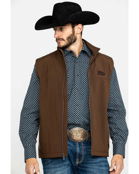 Image #1 - Justin Men's Chocolate Laminated Bonded Vest , , hi-res