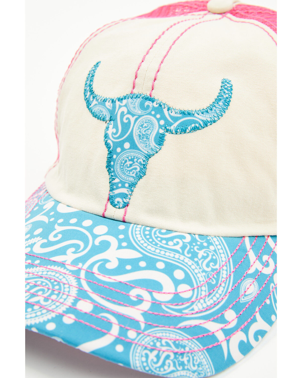 Image #2 - Trenditions Women's Catchfly Steerhead Paisley Print Baseball Cap, Pink, hi-res