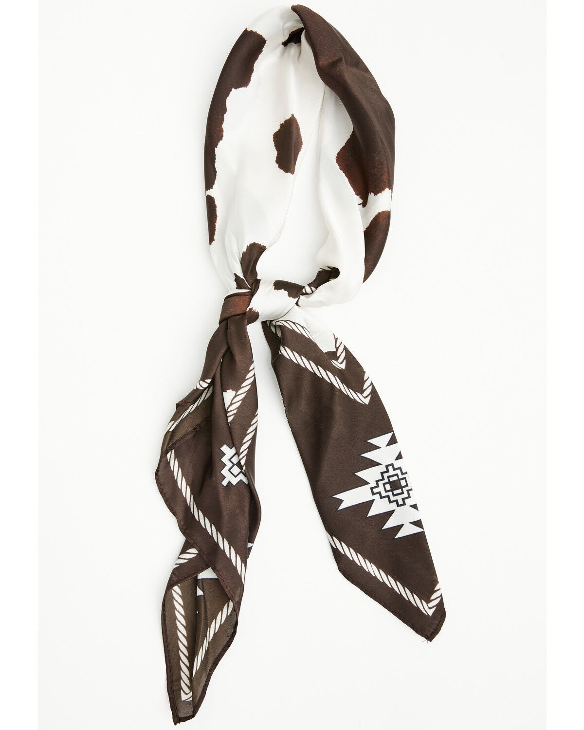 Image #2 - Idyllwind Women's Mona Southwest Cow Print Oversized Wild Rag, Brown, hi-res