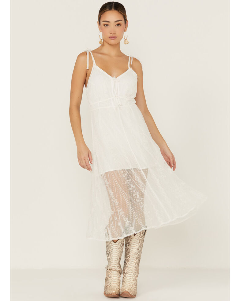 Shyanne Women's Lace Midi Dress, Ivory, hi-res