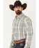 Image #2 - Cowboy Hardware Men's Dutton Plaid Print Long Sleeve Button-Down Western Shirt, Cream, hi-res