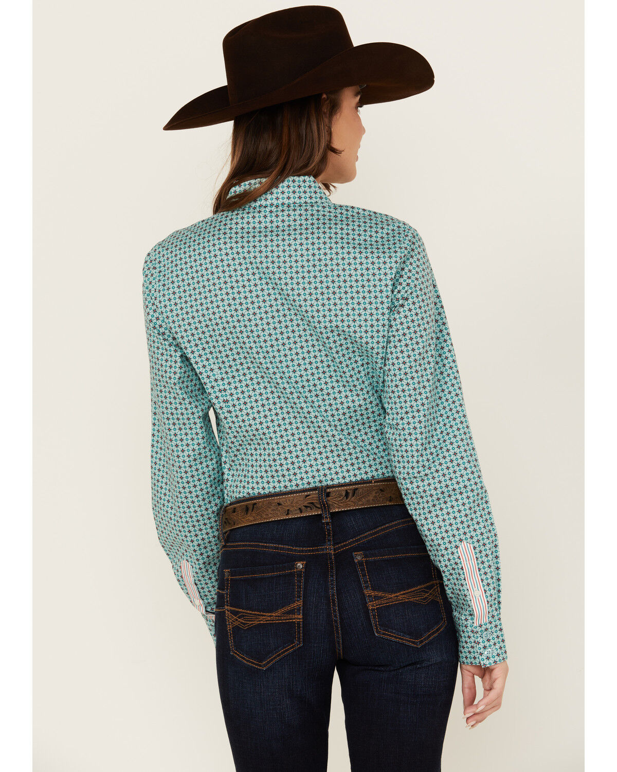 Image #4 - Cinch Women's Printed Long Sleeve Button-Down Western Shirt, Light Blue, hi-res