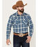 Pendleton Men's Canyon Plaid Print Long Sleeve Western Snap Shirt, Blue, hi-res