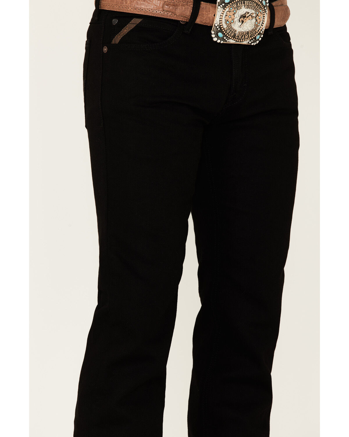 Image #2 - Ariat Men's M7 Black Legacy Wash Stretch Slim Straight Jeans, Black, hi-res