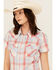 Image #3 - Wrangler Retro Women's Plaid Print Short Sleeve Pearl Snap Western Shirt, Blue, hi-res