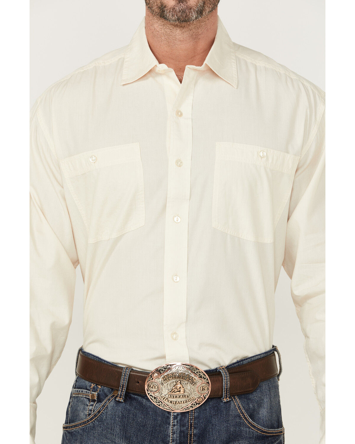 Image #3 - Resistol Men's Long Sleeve Button Down Western Shirt, Off White, hi-res