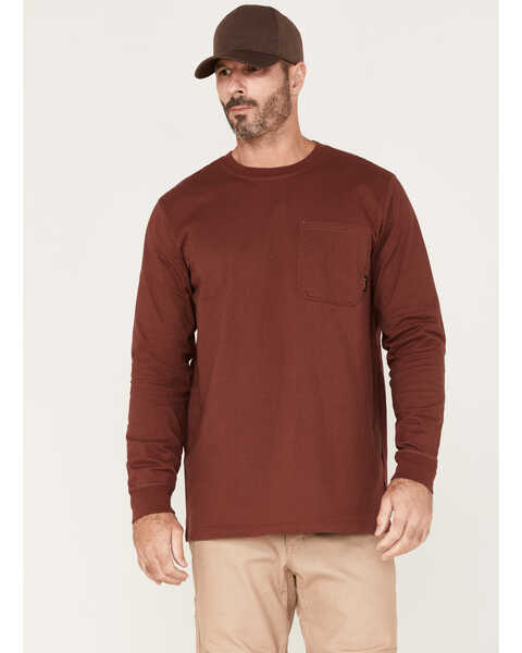 Image #1 - Hawx Men's Forge Solid Work Pocket T-Shirt - Big & Tall , Dark Red, hi-res
