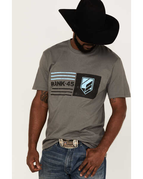 Image #1 - RANK 45® Men's Gate Block Lines Graphic T-Shirt , Charcoal, hi-res