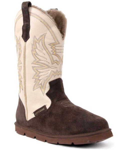 Image #1 - Superlamb Men's All Suede Western Boots - Round Toe, Dark Brown, hi-res
