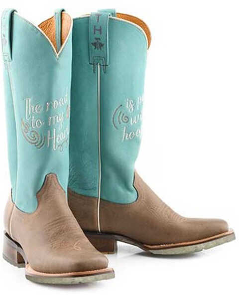 Image #1 - Tin Haul Women's Motto Western Boots - Broad Square Toe, Tan, hi-res