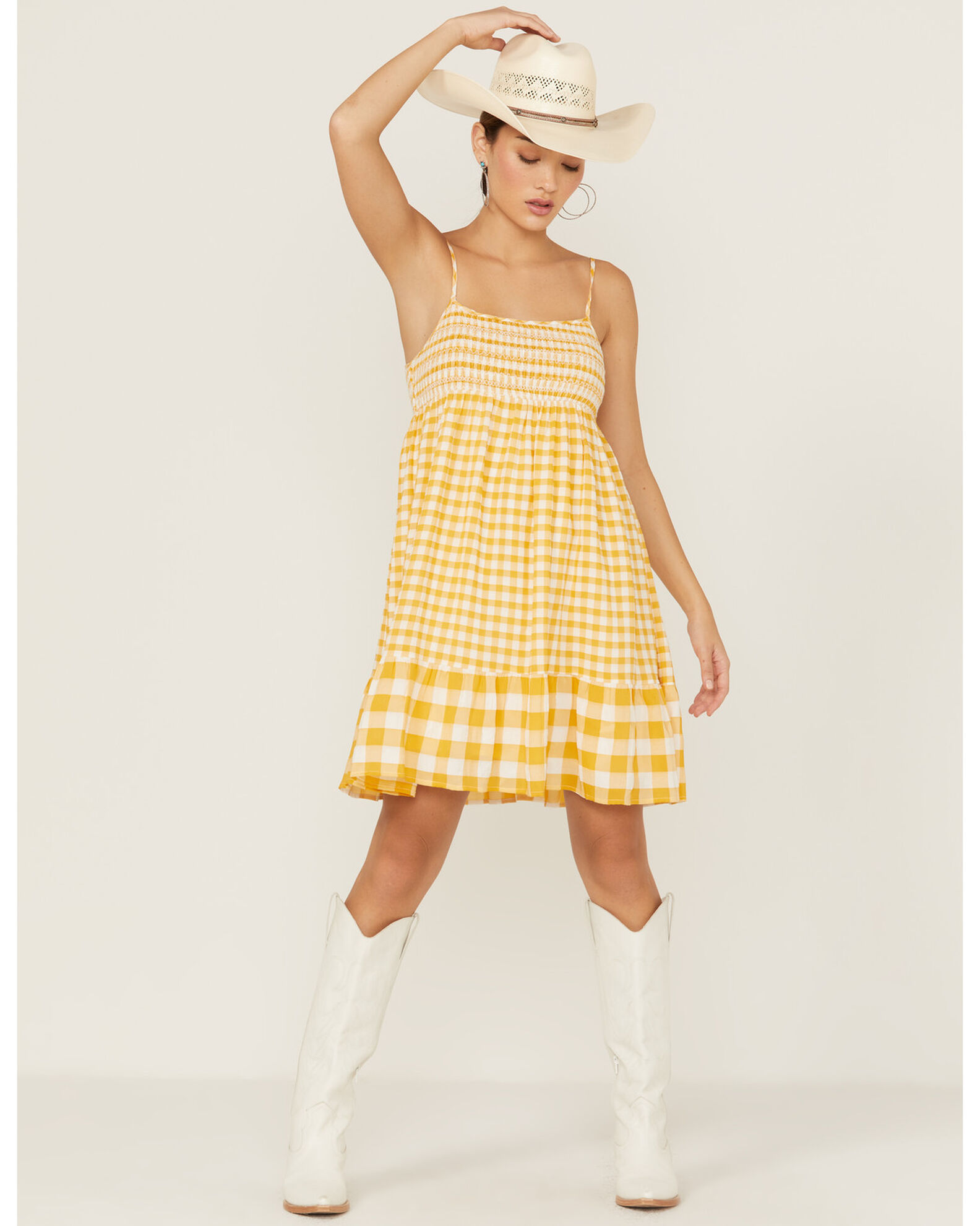 Mustard gingham dress online