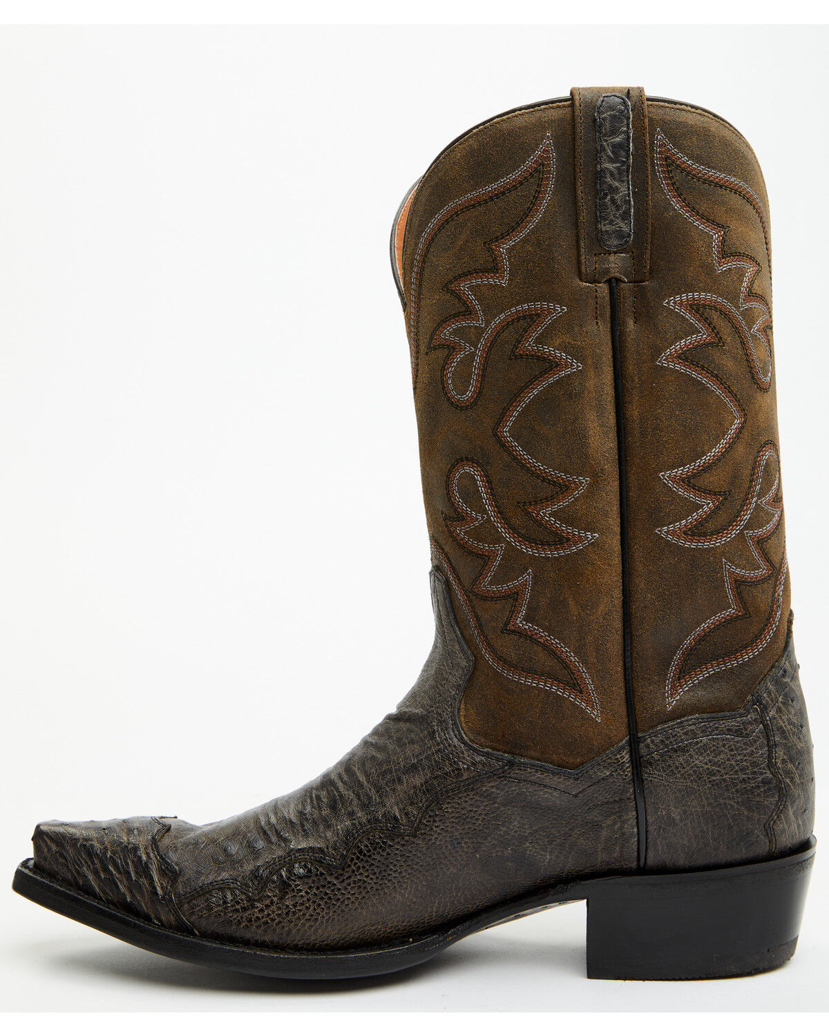 Image #3 - Dan Post Men's 12" Exotic Ostrich Western Boots - Snip Toe, Grey, hi-res