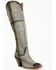 Image #1 - Dan Post Women's Corsette Over The Knee Fashion Western Boots - Snip Toe, Light Grey, hi-res