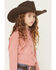 Image #2 - Shyanne Girls' Casey Faux Suede Embroidered Fringe Long Sleeve Western Shirt, Mauve, hi-res