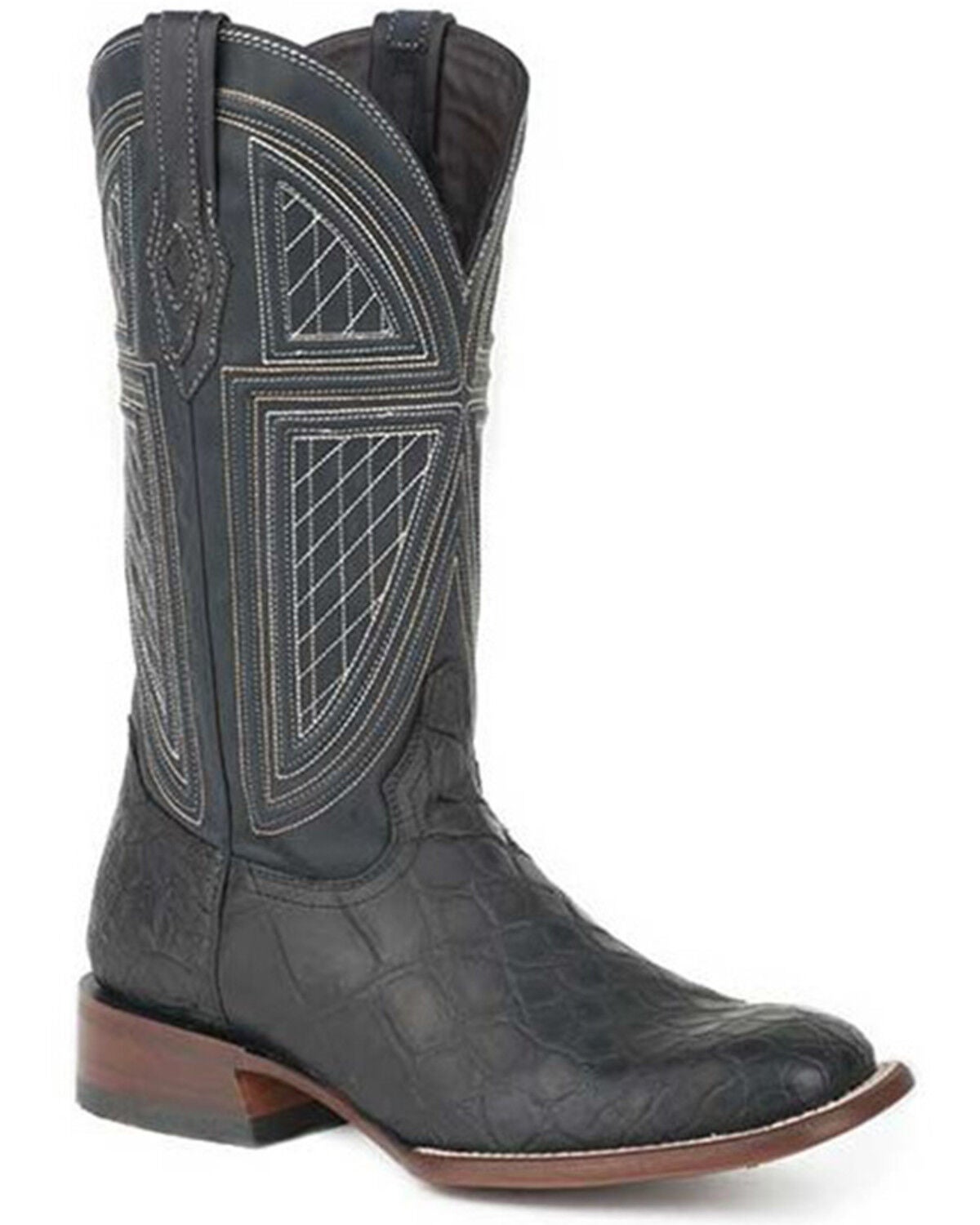 Stetson Men's Black Falls Oiled Alligator Exotic Western Boots - Square Toe, Black, hi-res
