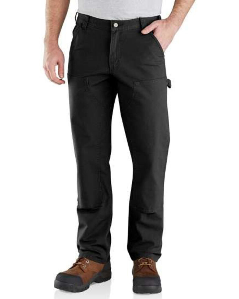 Carhartt Men's Rugged Flex Relaxed Fit Duck Double Front Work Pants, Black, hi-res