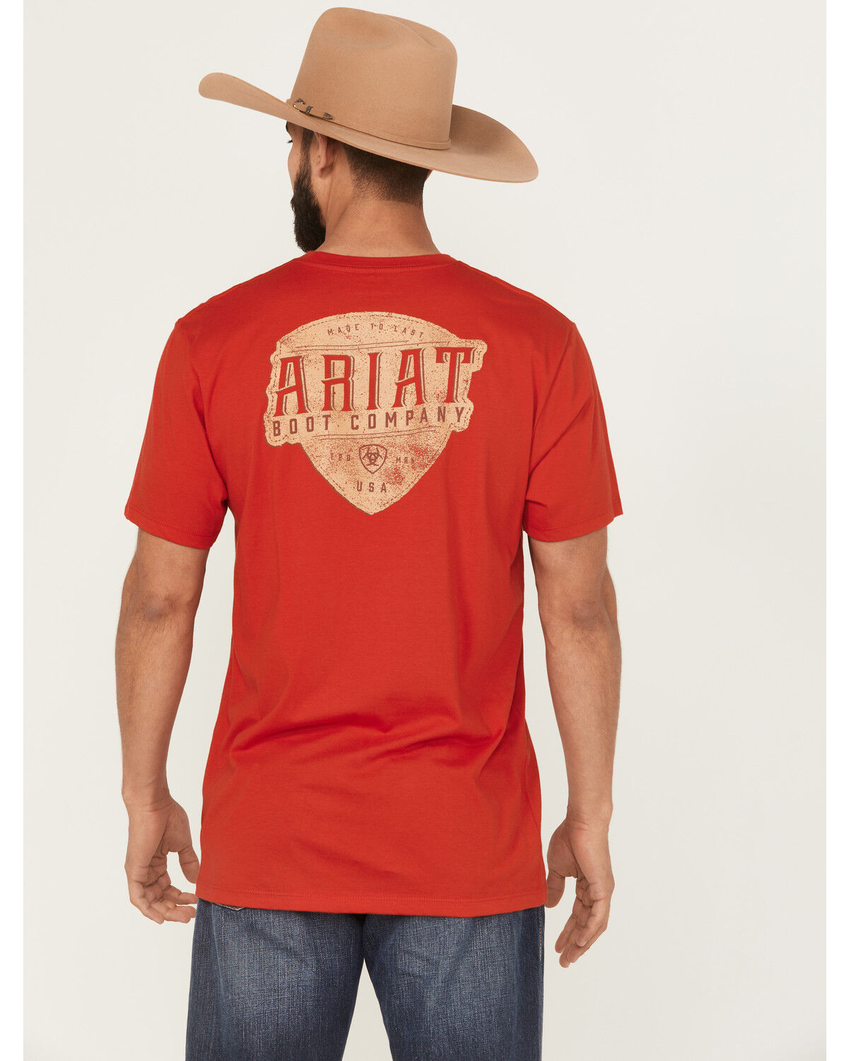 Image #1 - Ariat Men's Leather Shield Short Sleeve Graphic T-Shirt, Red, hi-res