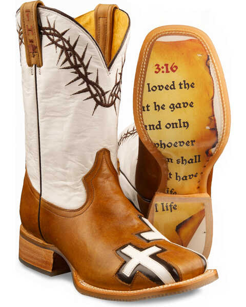 Tin Haul Women's Between Two Thieves & John 3:16 Western Boots - Square Toe, Brown, hi-res