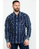 Image #1 - Rock & Roll Denim Men's Crinkle Plaid Long Sleeve Western Shirt, Blue, hi-res