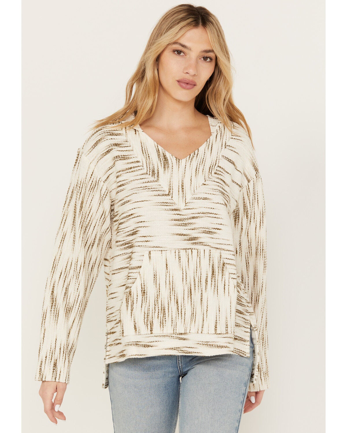Cleo + Wolf Women's Space-Dye Baja Hoodie, Cream, hi-res