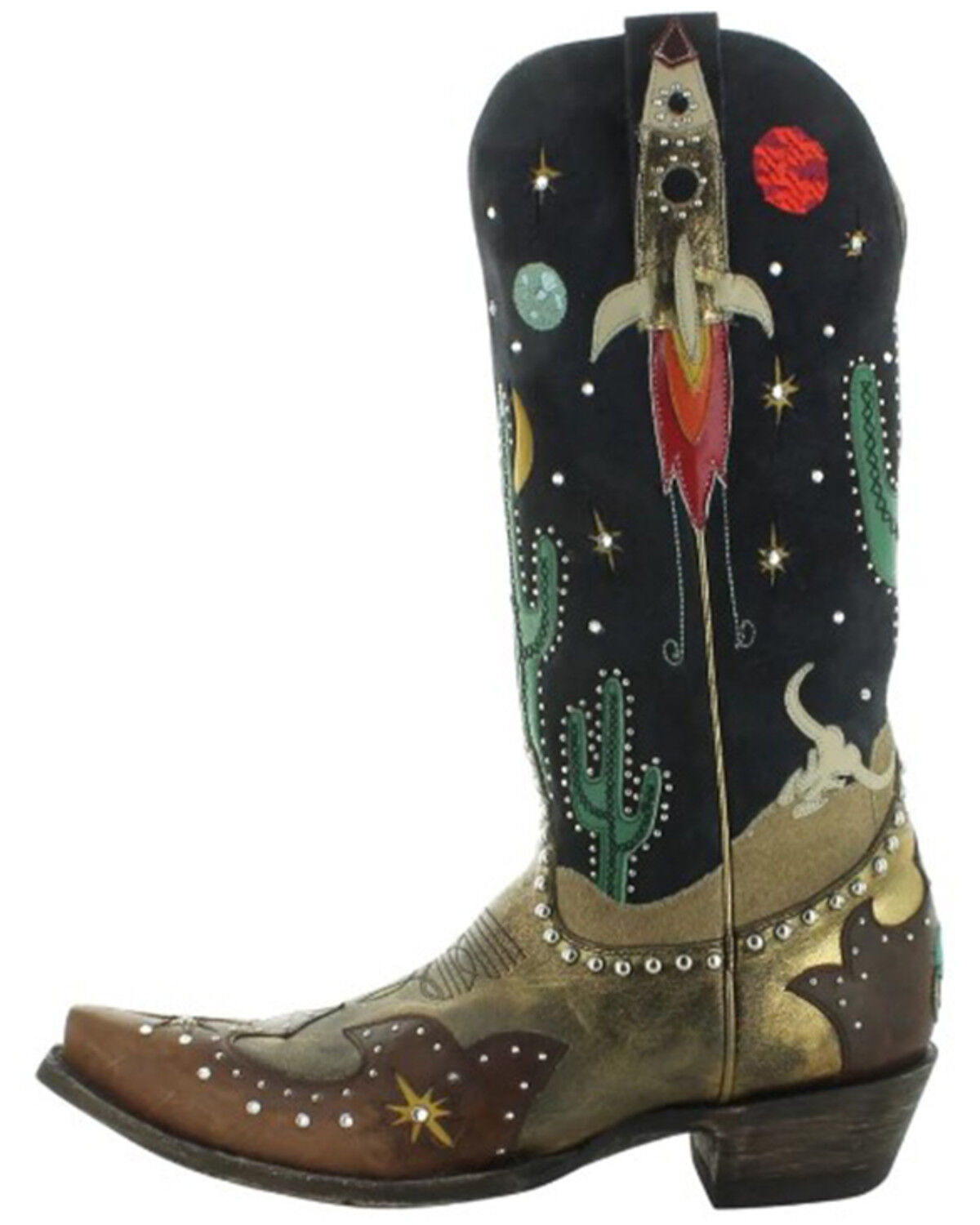 Image #3 - Old Gringo Women's Galactic Buckaroo Western Boots - Snip Toe, Blue, hi-res