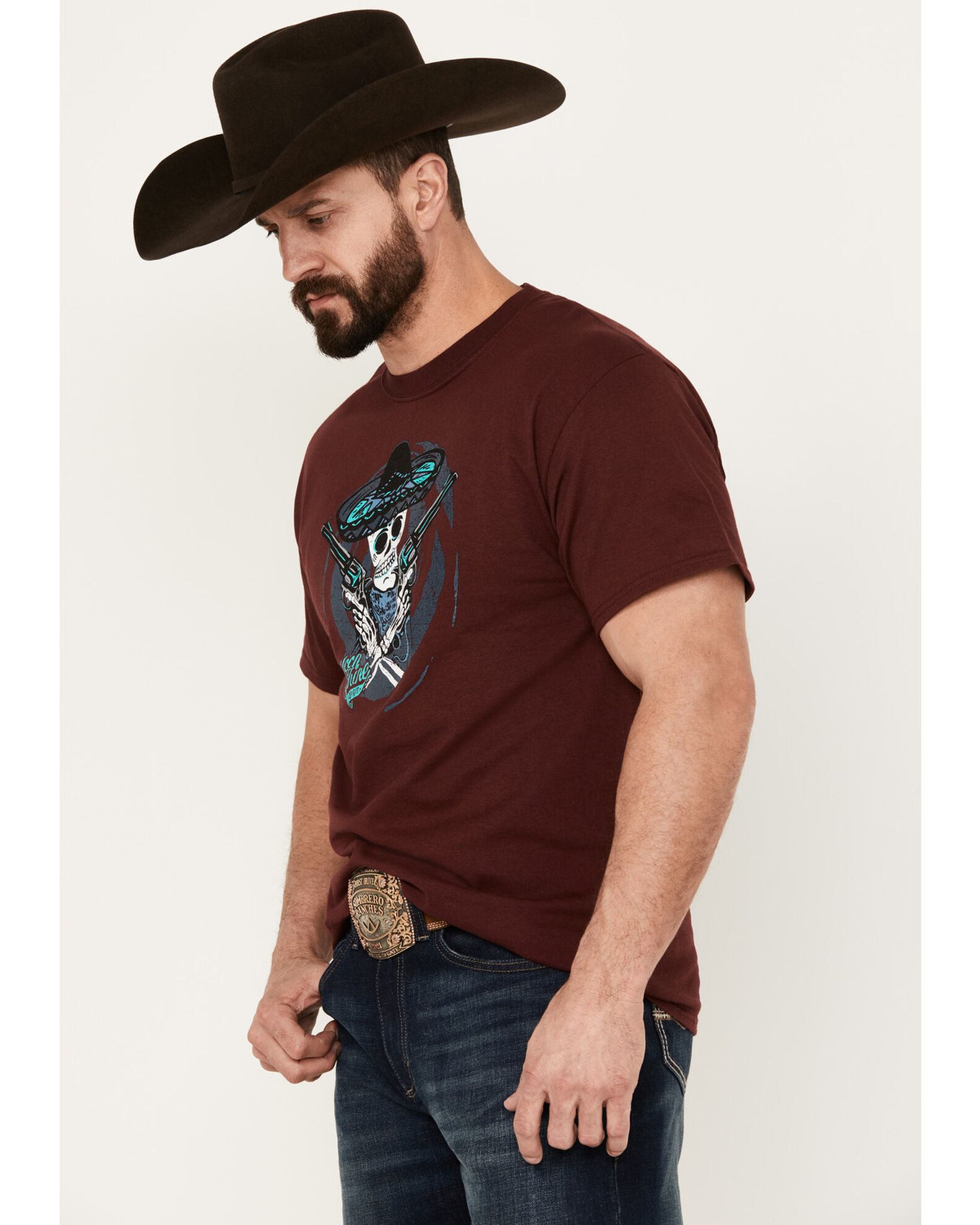 Image #2 - Moonshine Spirit Men's Bandito Short Sleeve Graphic T-Shirt, Burgundy, hi-res
