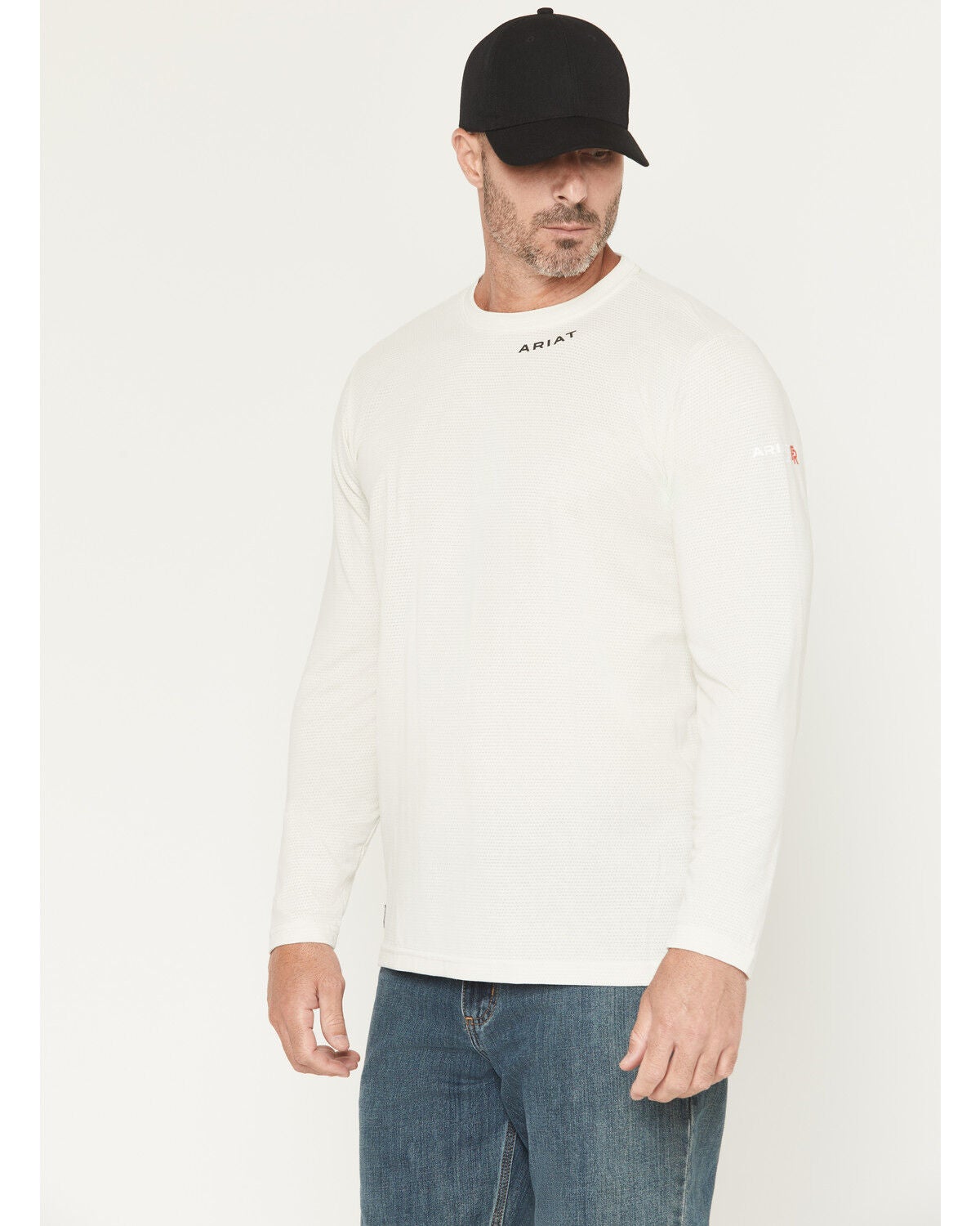 Image #2 - Ariat Men's FR Baselayer Long Sleeve T-Shirt, Beige, hi-res