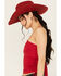 Panhandle Women's One Shoulder Long Sleeve Top, Red, hi-res