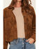 Image #3 - Z Supply Women's Faux Suede Button-Down Cropped Shacket, Tan, hi-res