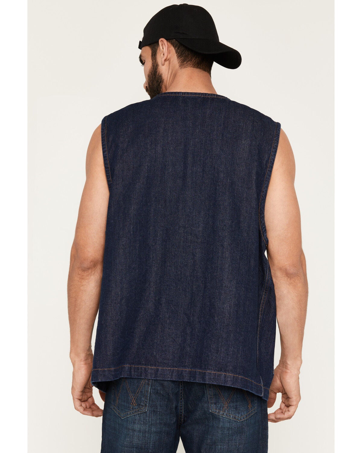 Image #4 - Dickies X Harley Davidson Men's Dark Wash Zip-Up Denim Vest, Dark Wash, hi-res
