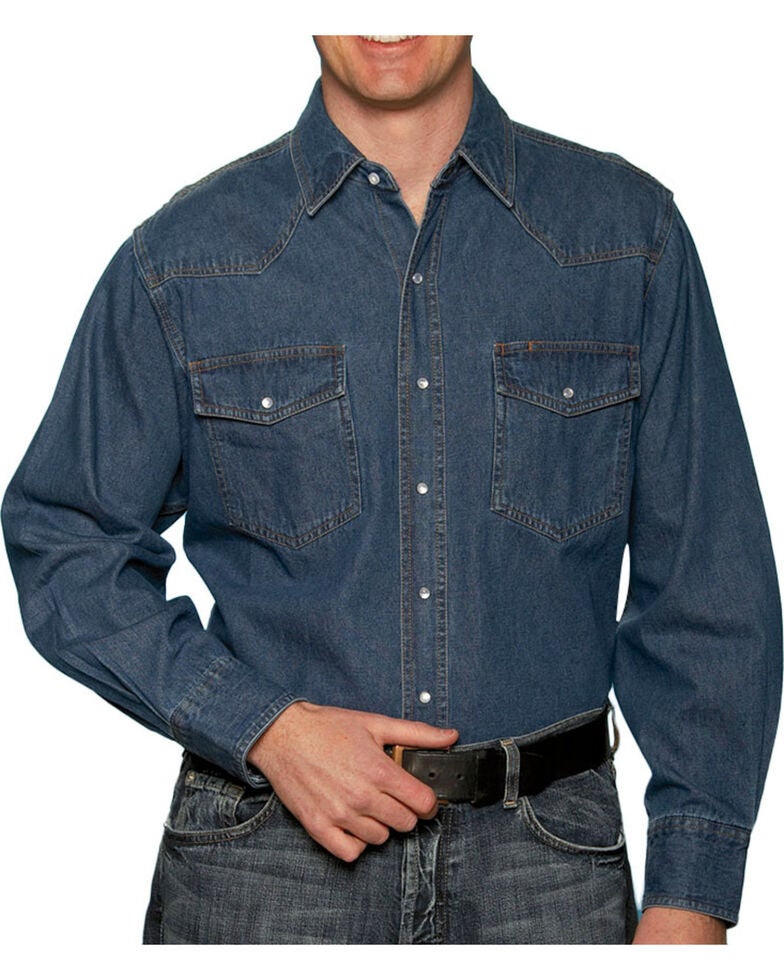 Ely Cattleman Mens Stonewashed Denim Shirt Big & Tall Sheplers