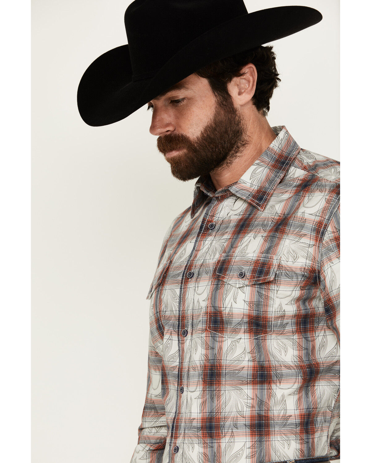 Image #2 - Wrangler Retro Men's Plaid Leaf Print Long Sleeve Button-Down Western Shirt, Multi, hi-res