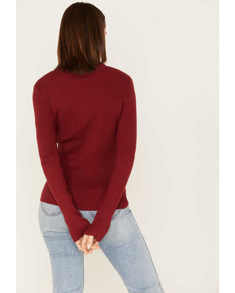 Image #4 - Cleo + Wolf Women's Ribbed Turtleneck Sweater, Ruby, hi-res
