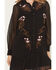 Image #3 - Sendero Provisions Women's Piper Floral Embroidered Sheer Long Sleeve Snap Western Mini Dress, Black, hi-res
