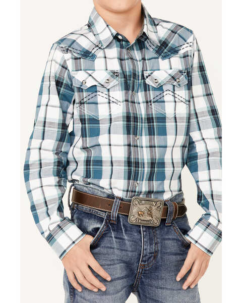 Image #3 - Cody James Boys' Order Plaid Long Sleeve Snap Western Shirt , , hi-res